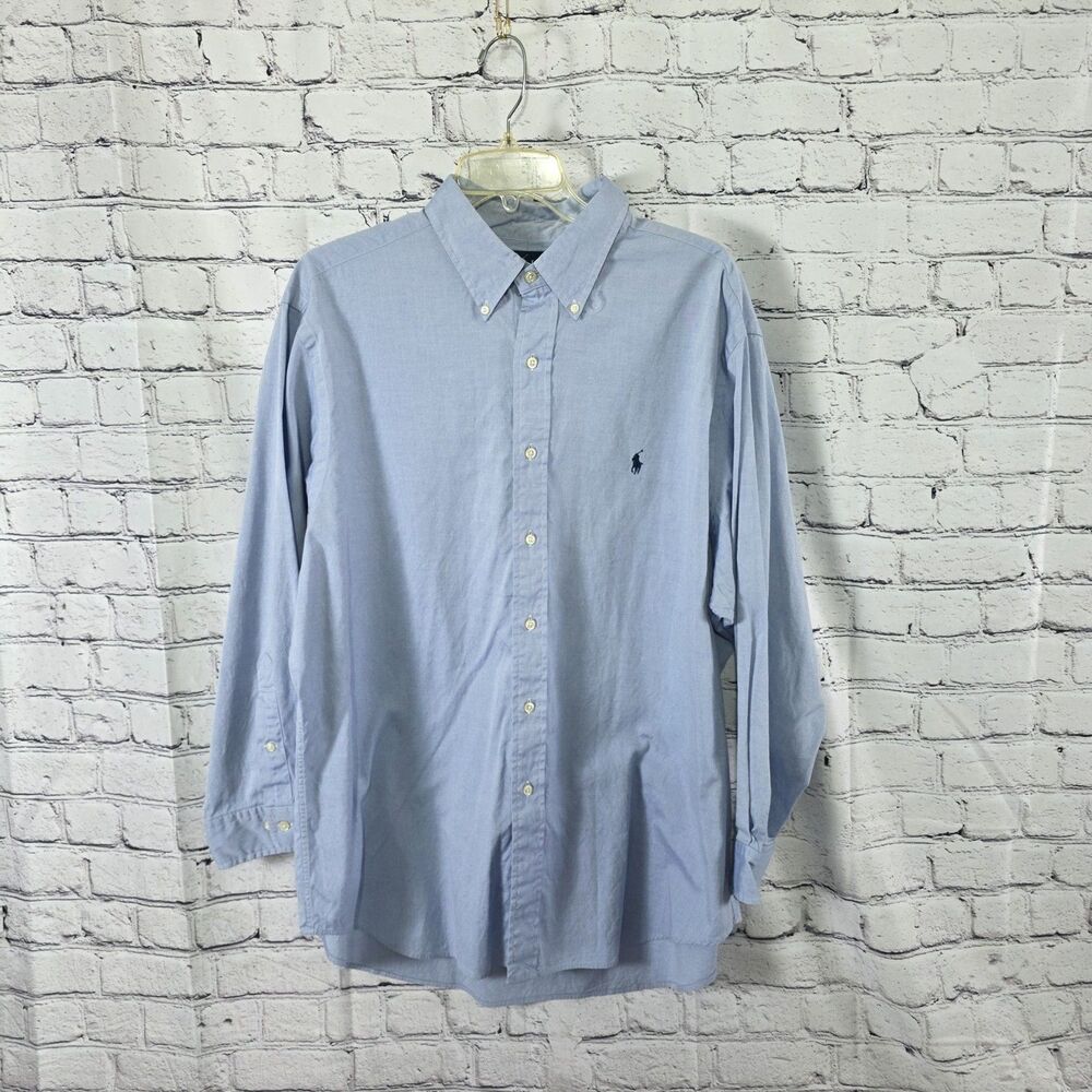 Ralph Lauren 17.5 / 32-33 Blue Classic Fit Long Sleeve Button‎ Down Shirt